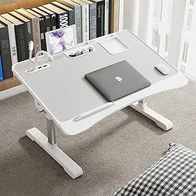 Mesa de Colo Multiuso Premium – Ajuste de Altura e Ângulo, Ideal para Trabalho, Jogo, Leitura e Refeições na Cama ou Sofá (Cinza - Altura ajustável e reversível)