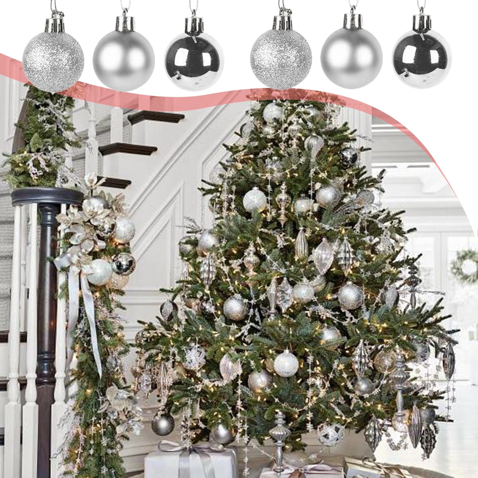 24× Mini Weihnachtskugeln Klein Silber,Weihnachtsbaum Christbaumkugeln Silber,Christbaumschmuck Kunststoff,Silberne Weihnachtskugeln Glitzer,Christbaumkugeln Glitzer Weihnachten(⌀3cm)