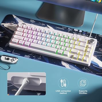 MageGee Mini 60% Gaming Keyboard RGB Backlit Ultra Compact Keyboard TS68 Ergonomic Waterproof Mechanical Feel Office Computer Keyboard for PC, Mac, PS4, Xbox ONE Gamer