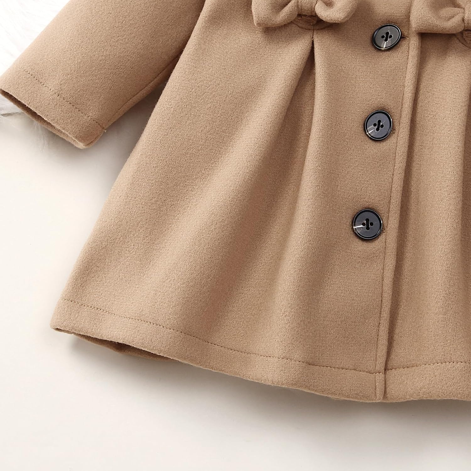 Toddler Baby Girl Dress Coat Lapel Button Jackets Clothes Long Sleeve Solid Color Fall Winter Outfit - Image 6