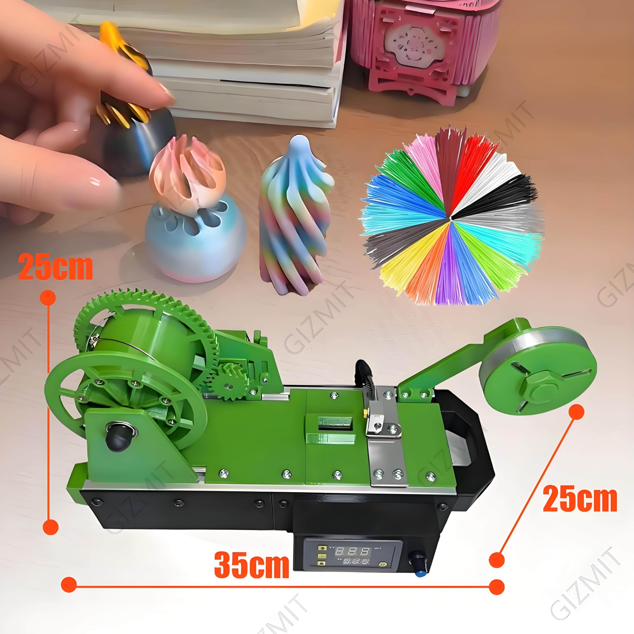 Riciclatore di Bottiglie Stampato in 3D, filamento di Bottiglie di plastica pultruse, estrusori per Stampante 3D con Display Digitale, Temperatura e velocità Regolabili, per Famiglie Green