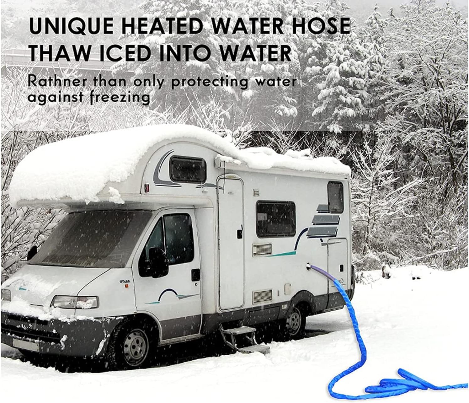 YUEWO Heated Water Hose for RV, Heated Drinking Water Hose with Thermostat 1/2" Inner Diameter -45°F Temperature Resistance for Camper Garden Truck (50FT)