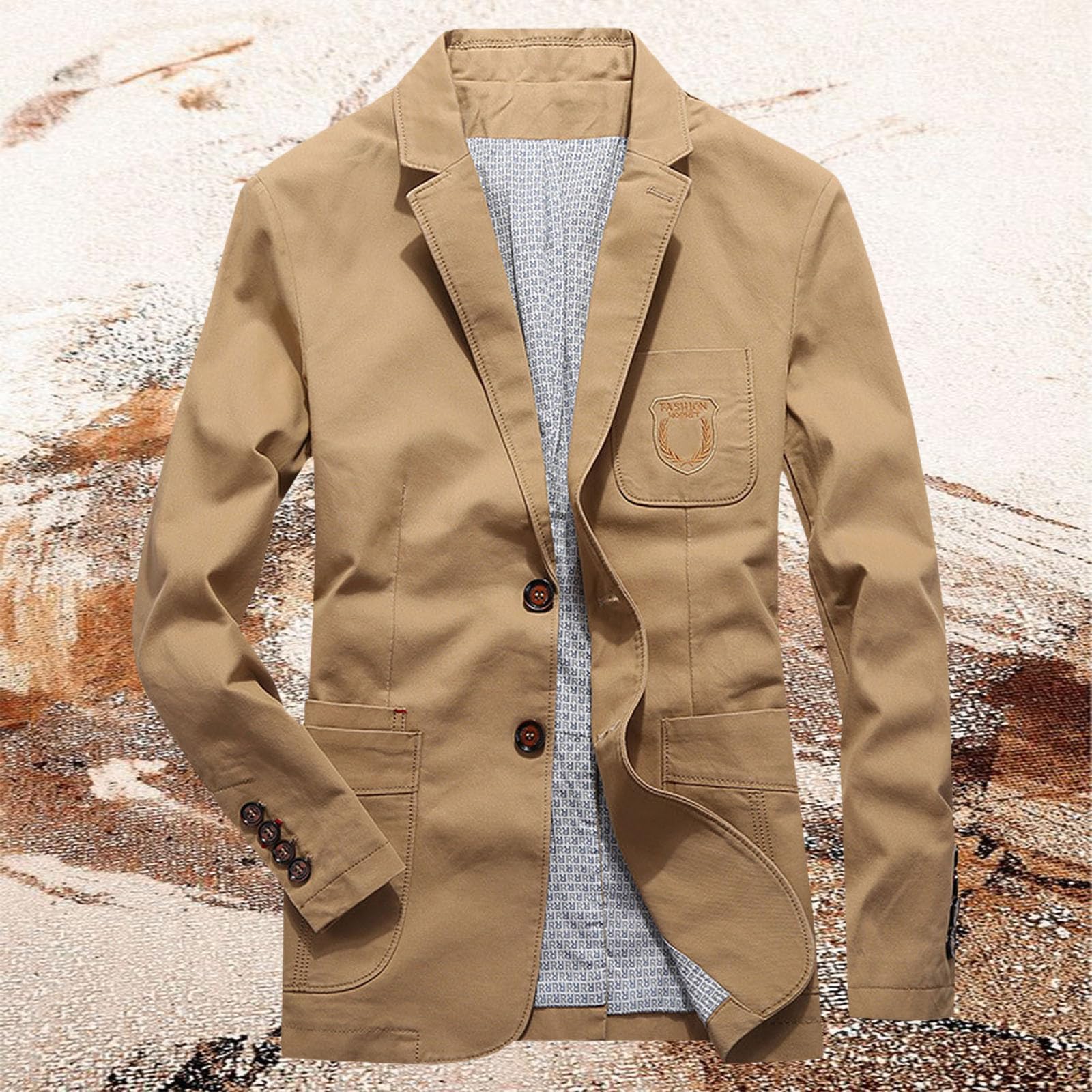 Generisch Herrenanzug mit Taschen Frühlingsbaumwolle dünne Jacke strukturierte lässige Anzugjacke