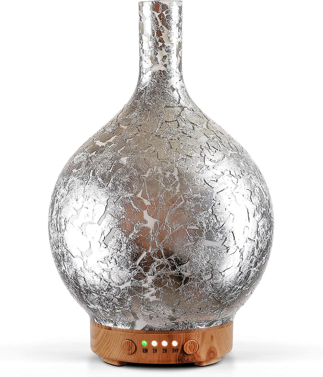 Porseme Silver Plated Essential Oil Diffuser Glass Aromatherapy Ultrasonic Humidifier Cool Mist, Auto Shut-Off,Timer Setting, BPA Free for Home Hotel Yoga Leisure SPA Office Premium Gift 150ml