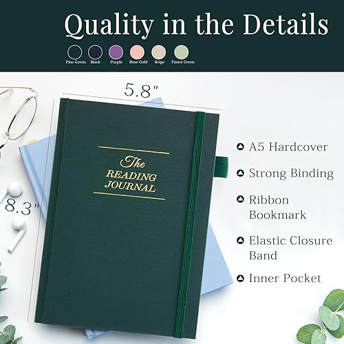 Miniatura 2 de JUBTIC Diario de lectura, diario de lectura para 75 reseñas de libros y seguimiento de tu progreso de lectura, accesorios para libros de regalo para