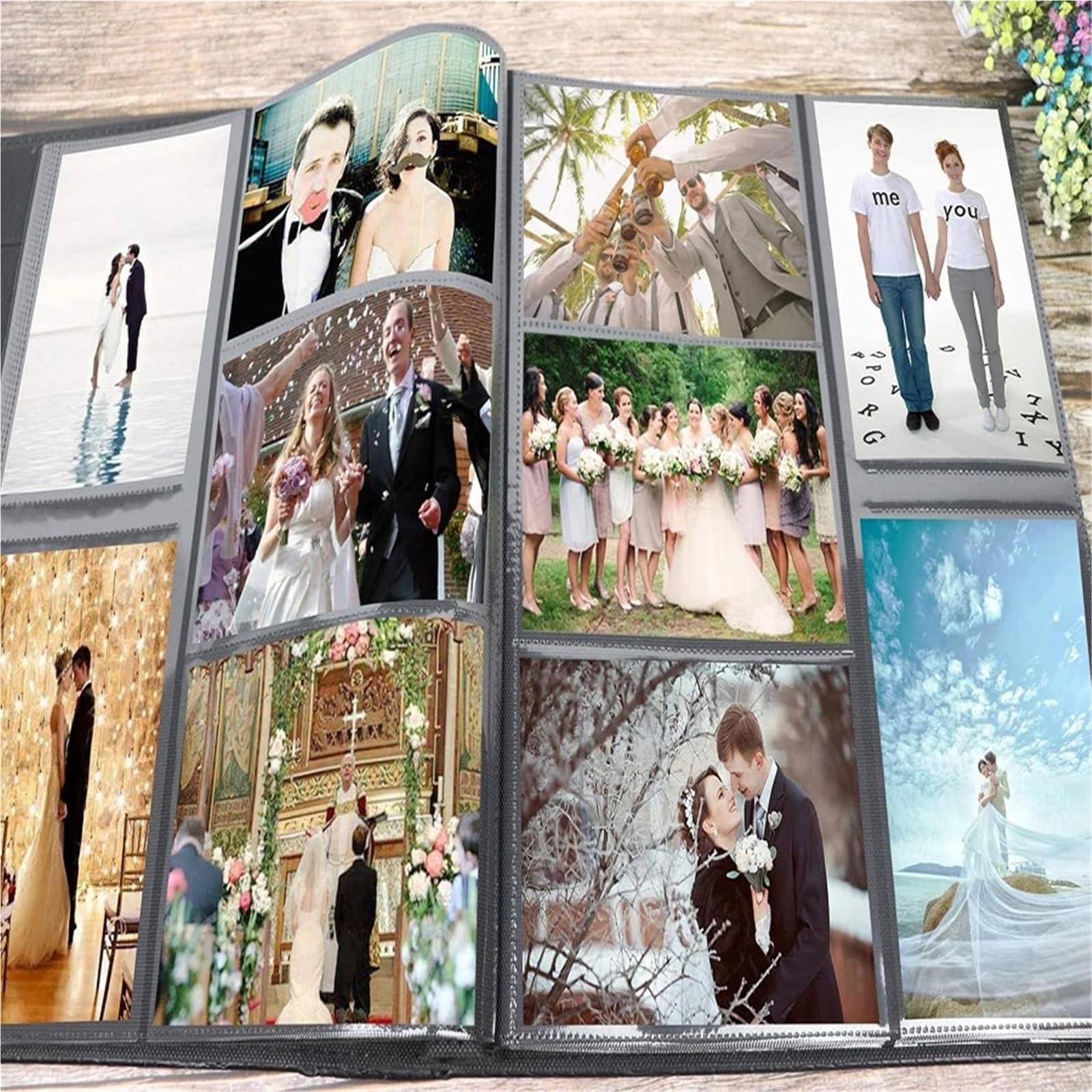 Álbum de fotos con 500 bolsillos, capacidad extra grande, álbumes familiares for bodas, for horizontales y verticales 4 x 6 pulgadas para Viajes en Familia(Brown)