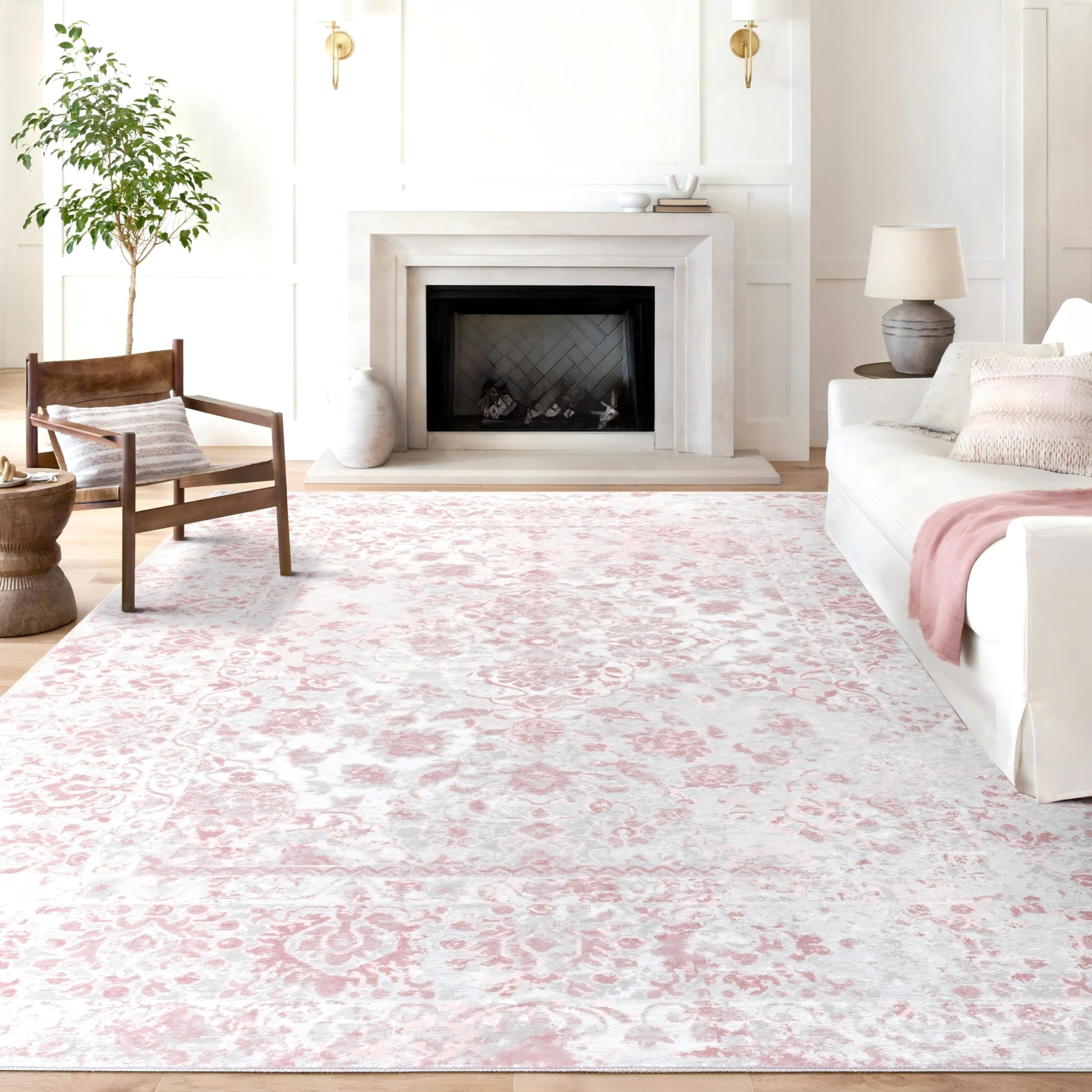 Auemtyn 6x9 Area Rug - Vintage Floral Style for Indoor Spaces -Soft, Washable, Non Slip & Stain Resistant -Ideal for Living Room, Bedroom, Dining Room