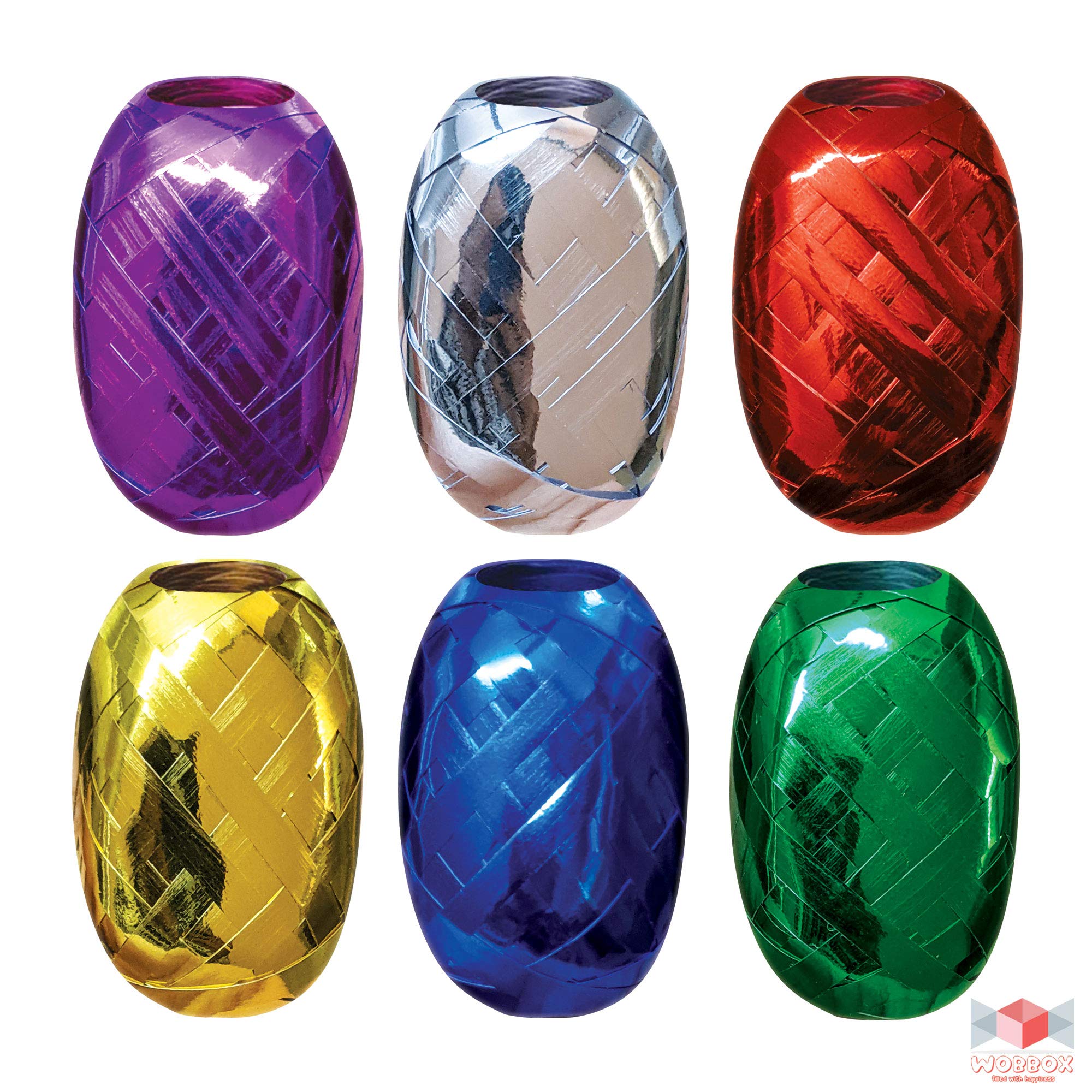 Wobbox 6 Pcs/Lot 5mm x 10M Balloon Ribbon Roll DIY Gifts Crafts Foil, Shine