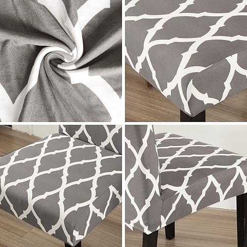 Miniatura 7 de JQinHome Juego de 8 fundas para sillas de comedor, fundas de alta elasticidad extraíbles y lavables, fundas protectoras de asiento para silla en
