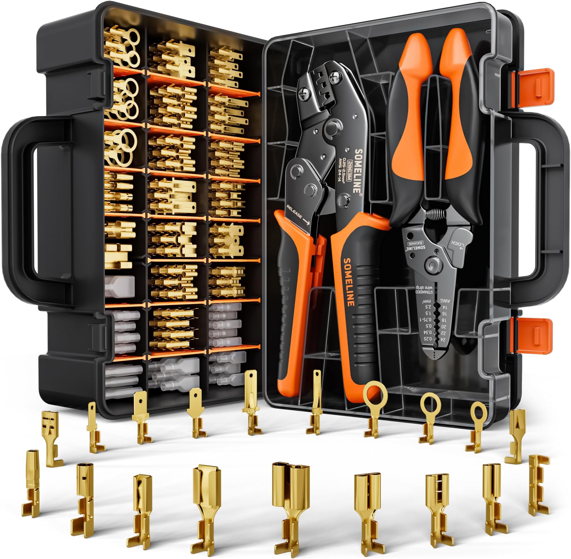 SOMELINE® Crimpadora Terminales Cables Electricos, 28 tipos 0,25-10mm² ...