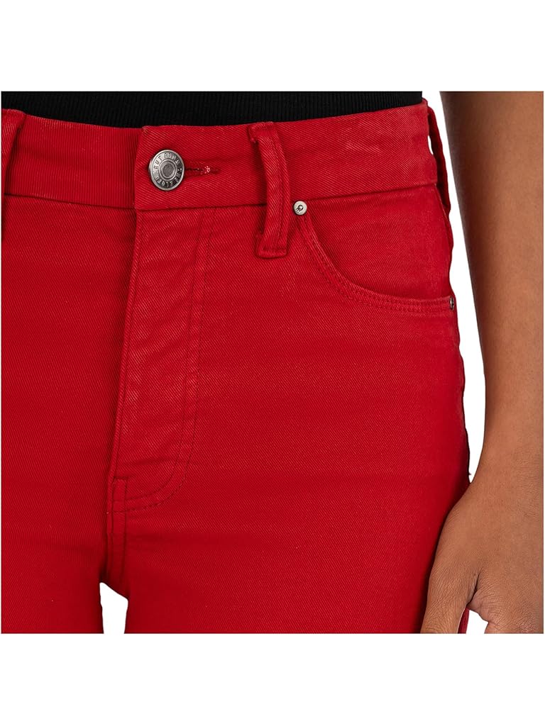 Red KUT from the Kloth Meg High-Rise Fab Ab Wide Leg Raw Hem