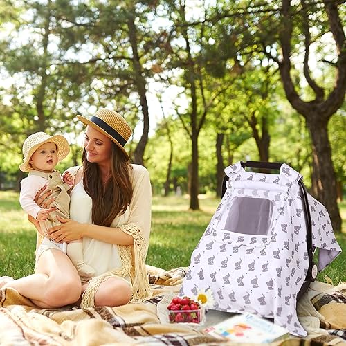 Miniatura 6 de Funda de asiento de automóvil para bebé, toldo de asiento de automóvil con ventanas de 2 capas, ventana de malla transpirable, cubierta de