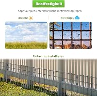 LIANTRAL Dekoratív Fém Kerti Kerítés - 42cm x 7,63m, Fekete, 25 db T-alakú Elem, Állat Védőkerítés, Rozsdamentes, Földbe Szúrható 7