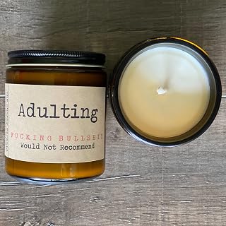 Adulting - Fucking Bullshit - Would Not Recommend | Premium Soy Wax Candle | The Malicious Mermaid | Amber Jar Candle | Made in USA | Snarky Candles | Scented Candles For Women And Men