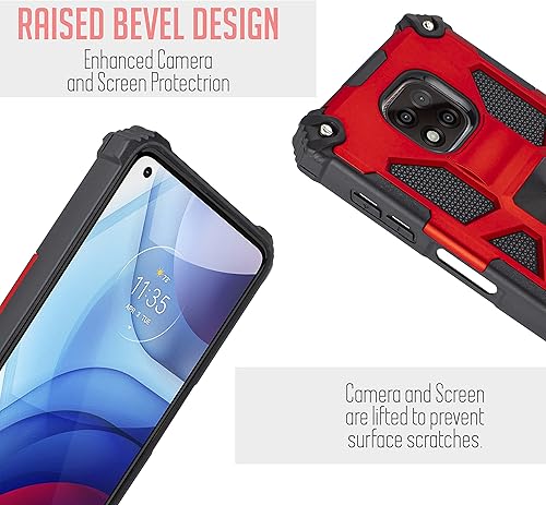 Miniatura 4 de Funda magnética con función atril para Moto G Power 2021 (no compatible con G Power 2020) con protector de pantalla HD, absorción a prueba de