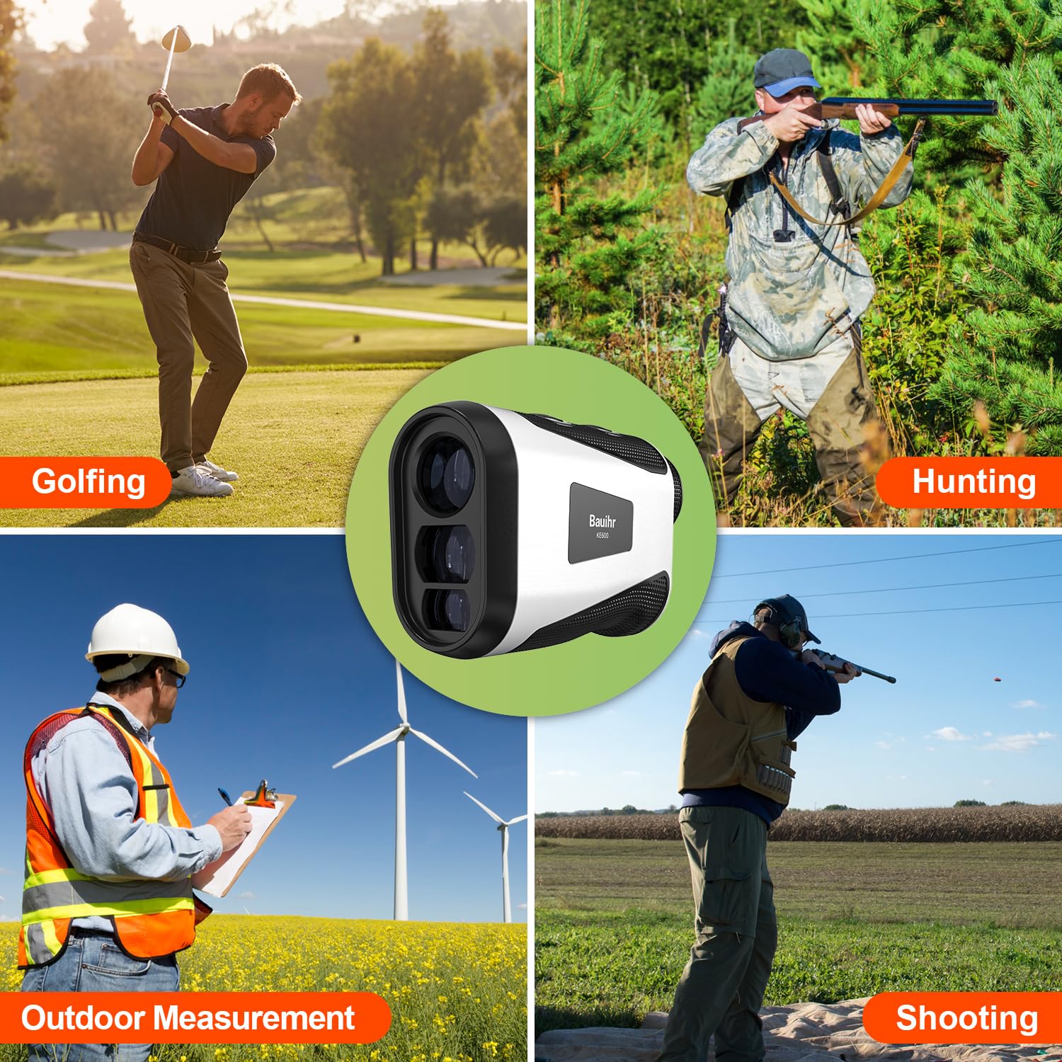 Bauihr Telemetro Golf da 656 iarde, con compensazione dell'obliquità, ingrandimento 6X, blocco della bandierina e vibrazione, misurazione della distanza, precisione professionale per i golfisti
