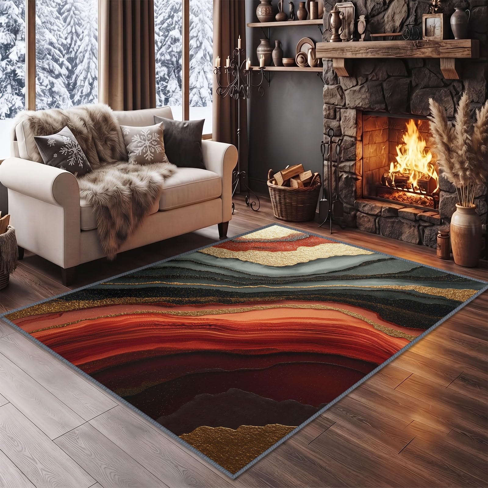 Alfombra para salón moderna terracota de 180x240 cm ideal para sala de juegos infantil