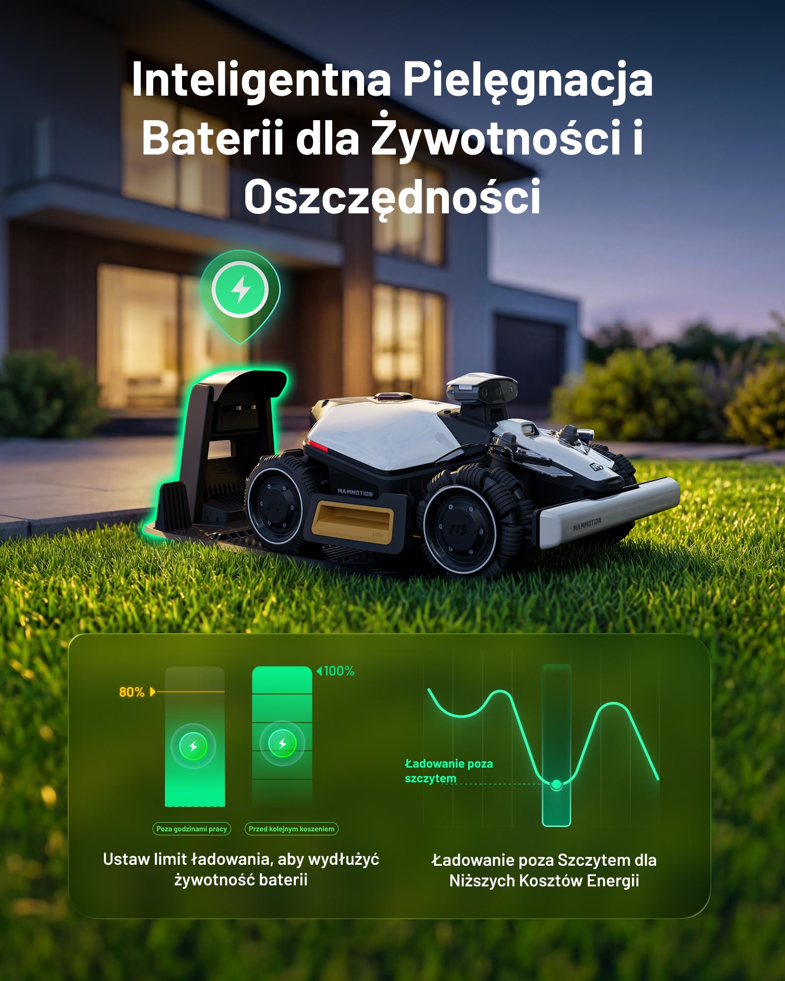 MAMMOTION LUBA mini 2 AWD 1000 Robot koszący bez przewodu obwodowego na 1000 m², Wizja AI z trzema kamerami & Pozycjonowanie NetRTK, Auto-Mapowanie, DropMow 80% Nachylenia, Zarządzanie 10 Strefami