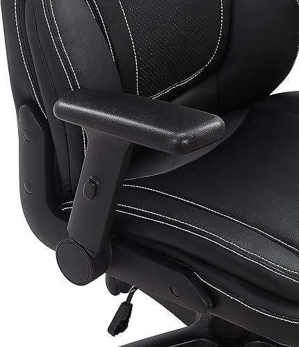Miniatura 11 de Office Star Silla de oficina ejecutiva de cuero regenerado con respaldo alto con asiento acolchado contorneado y brazos abatibles de altura