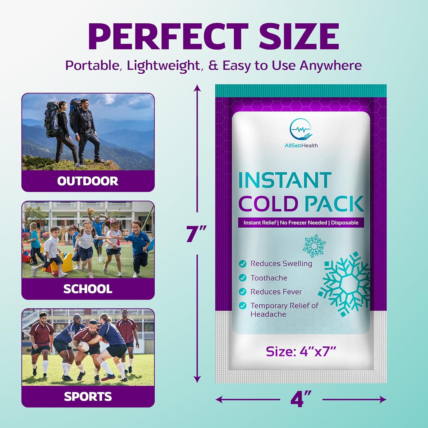 Disposable Instant Ice Packs for Injuries 50 Packs (7” x 4”) | Instant Ice Cold Pack - Cold Compress Ice Pack for Pain Relief, First Aid Essential, Swelling, Toothache, Athletes & Outdoor Activities - Image 6