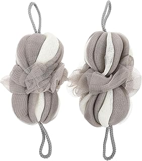 ースポンジ 泡立てネット 背中も洗える シャボンボール 用 スポンジ 濃密な泡立ち 肌に優しい洗う ネット 泡工場 体洗うタオル お風呂 タオル 2個セット (グレー)