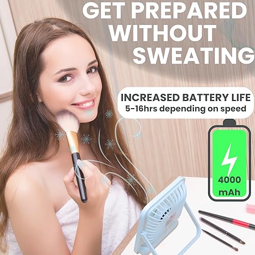 Miniatura 3 de Cruise Fan Cabin - Carnaval y Royal Carribbean Essentials con gancho magnético, batería recargable de larga duración, USB-A y USB-C, ventilador