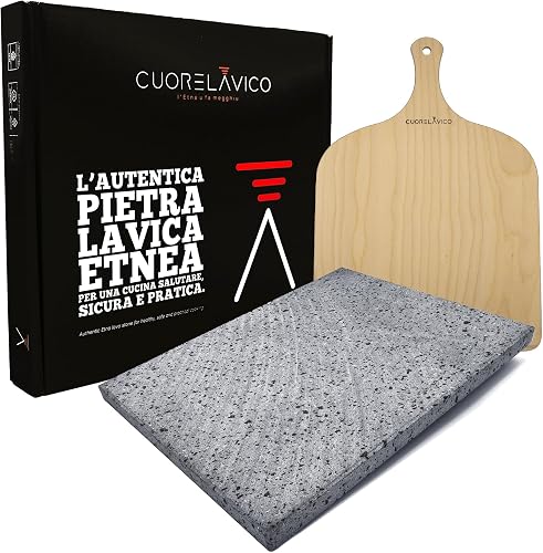 Ensemble plaque réfractaire en pierre de lave de l’Etna pour piz Cuore Lavico