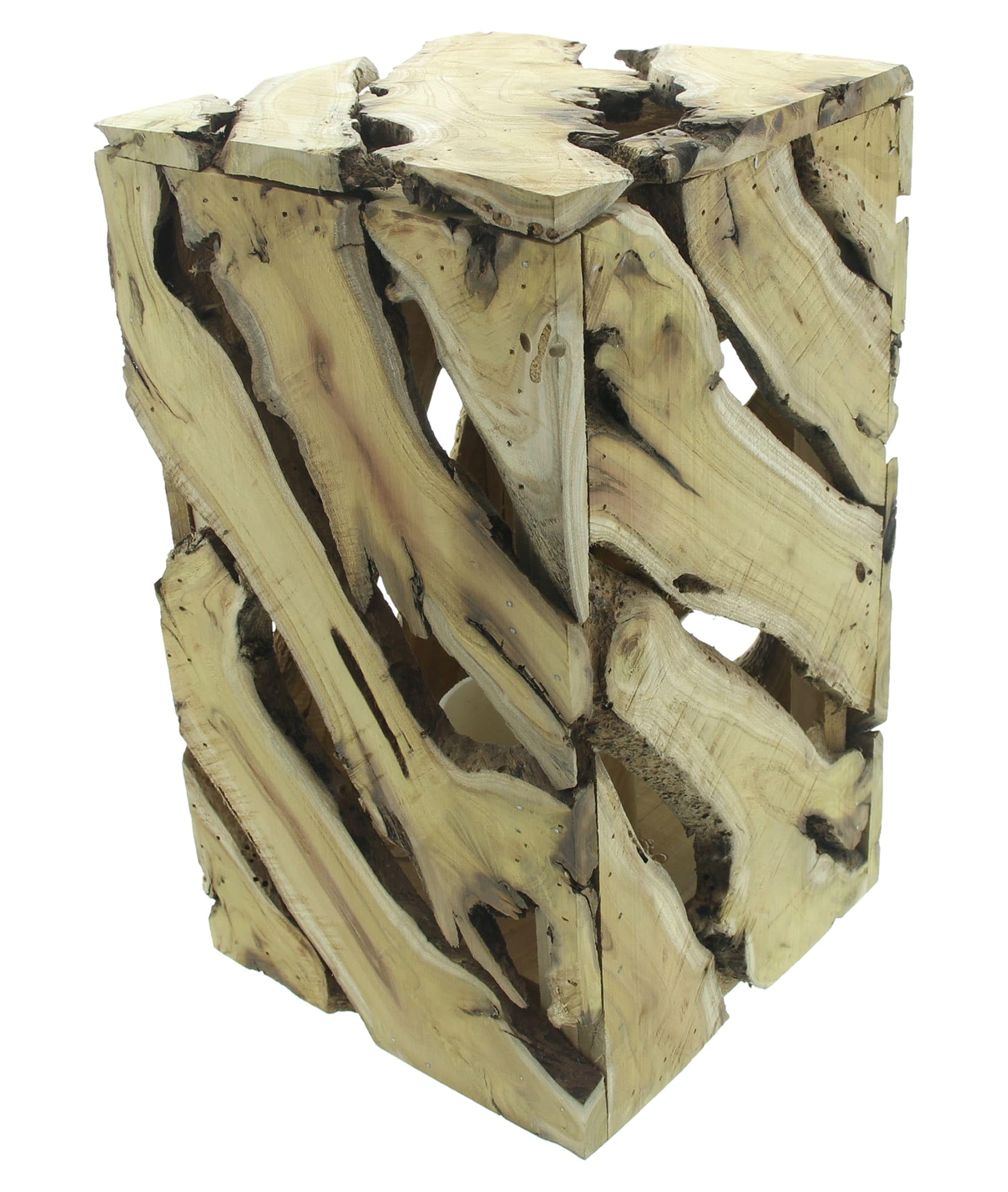 Dekoleidenschaft Colonne décorative rustique en bois, avec éclairage, décoration LED, colonne en bois, colonne pour salon