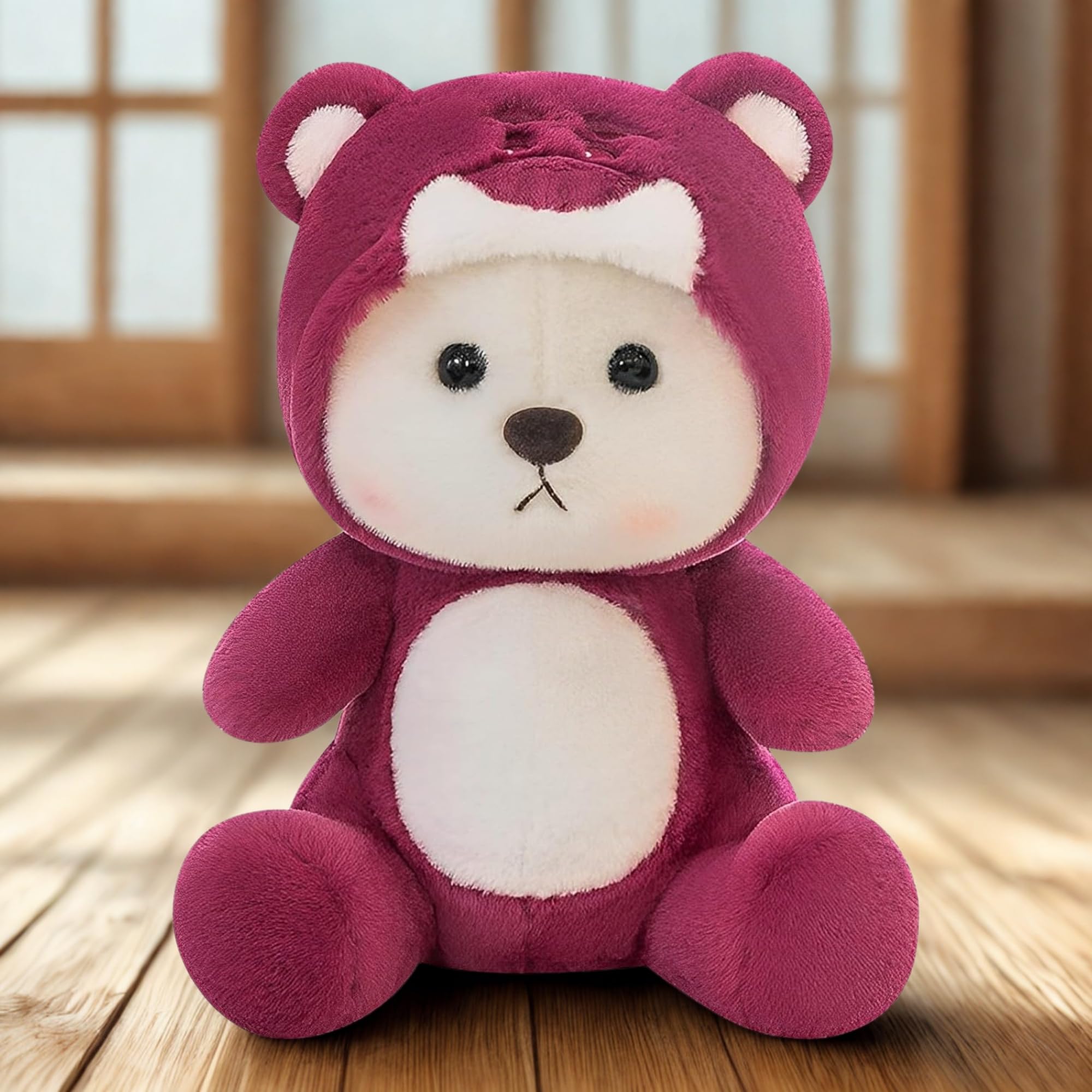 VanityX Hoodie Teddy Bear Soft Toy, Stuffed Plush Animal, Ideal for Birthdays & Special Occasions Girls/Boys, Baby Kids (Wine Teddy Bear, 30cm)-picture-28