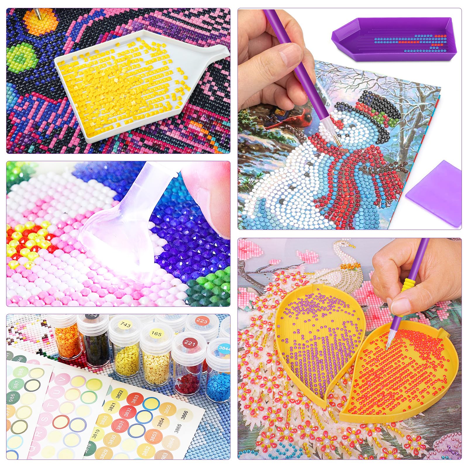 Diamond Painting Kit Completo,70 Slots Diamond Painting Accessori,Pittura Diamante Kit 5D e Strumenti di Pittura Diamante per DIY,Unghie,Gioielli,Artigianato e Punto Croce