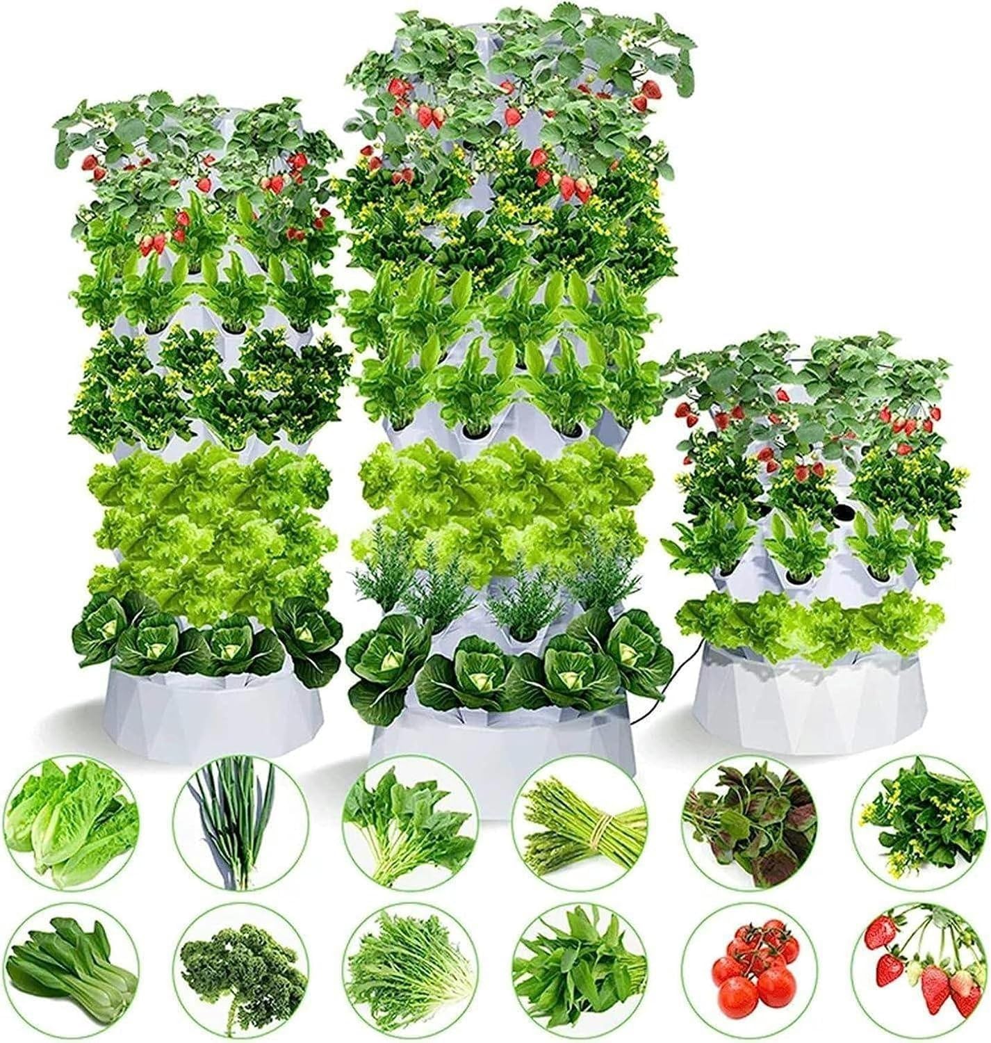 De Cultivo hidropónico Vertical Inteligente con riego automático - Torre de Cultivo hidropónico for Hierbas, Frutas y Verduras de Interior (1 Unidad)(8 Layers)