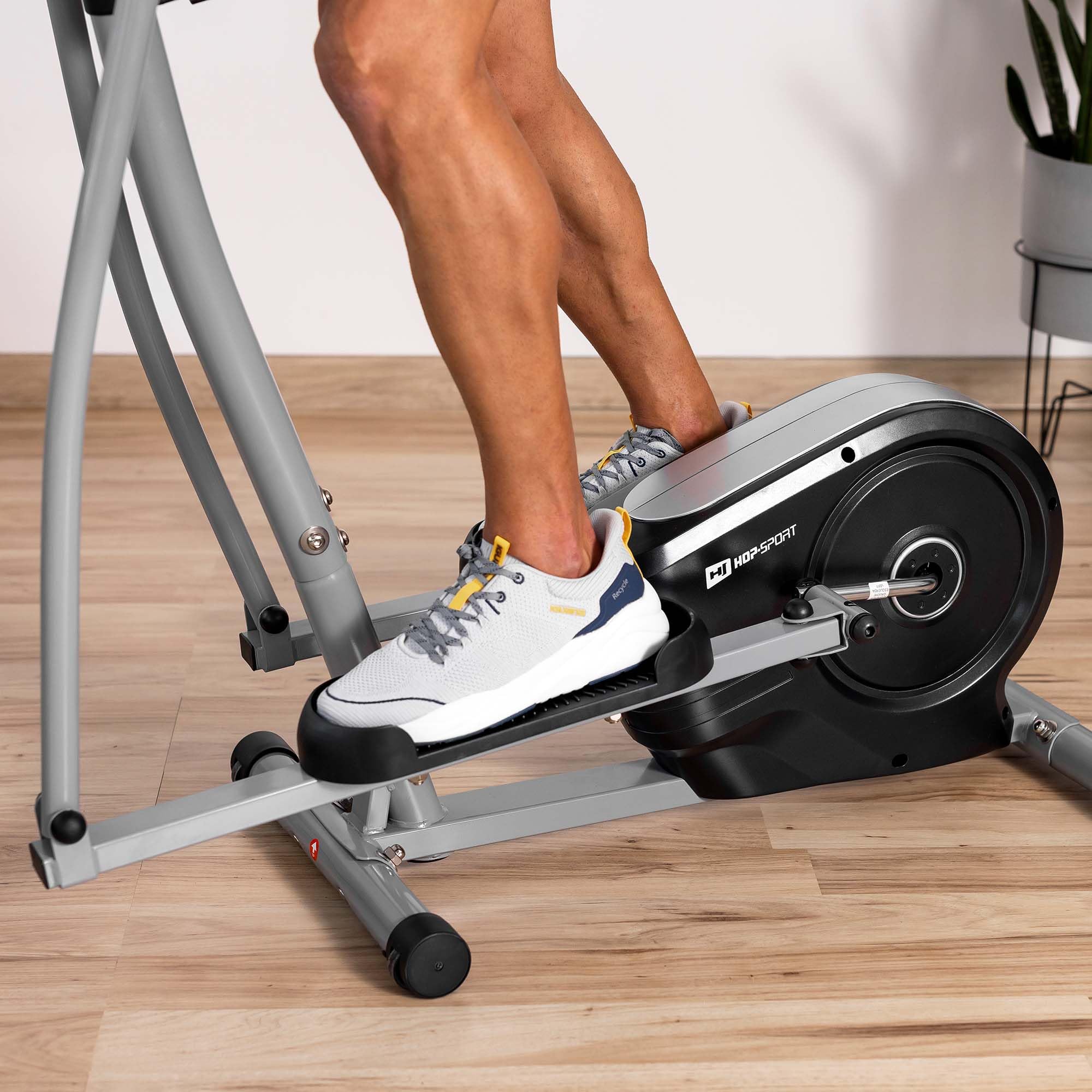 Orbitrek magnetyczny HS-2050C COSMO z 8-stopniową regulacją oporu, wielofunkcyjny komputer treningowy, czujniki pulsu - idealne urządzenie do treningu kardio, fitness - srebrny