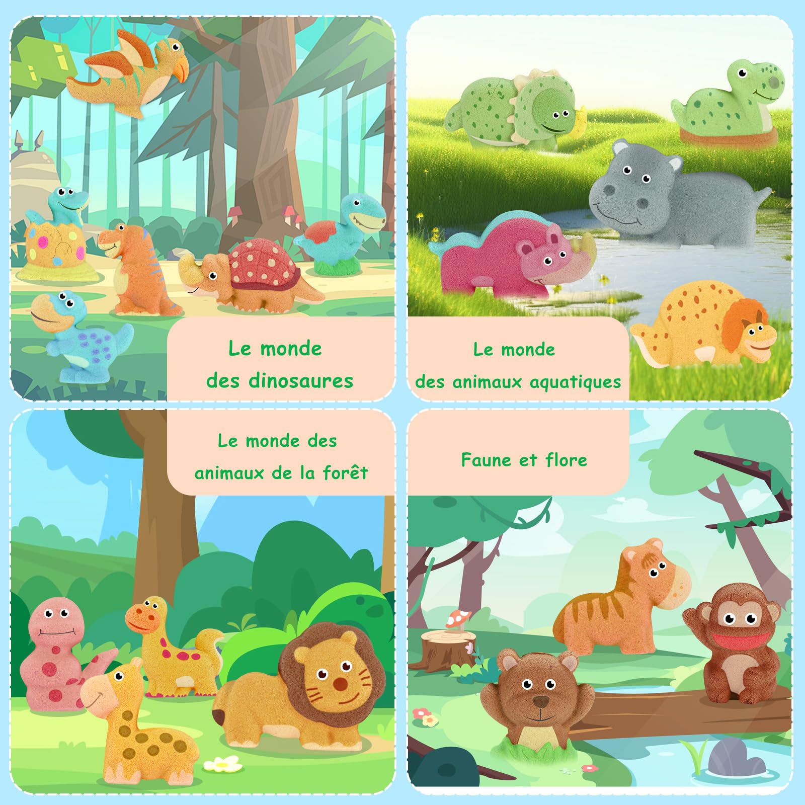 VBACALA Bac à Sable Magique Pour Enfants, Bac àSable Magique Pliable Avec 796g De sable, Moules à SablePour Animaux Sauvages, Pour Filles Et Garçons Cadeau De Jouet De able Pour Enfants 3 4 5