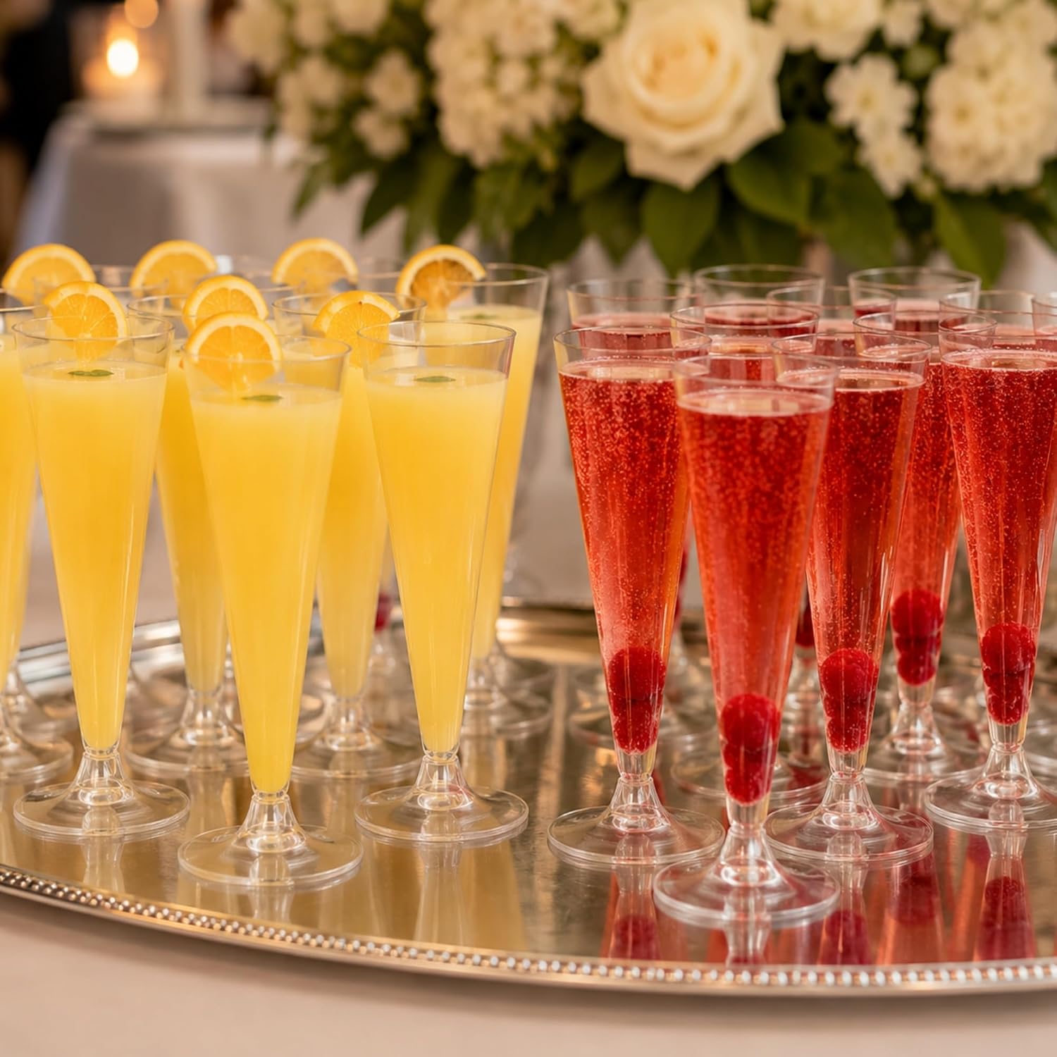 Restaurantware 7 oz Clear Plastic Long Champagne Flute, 20 Pack