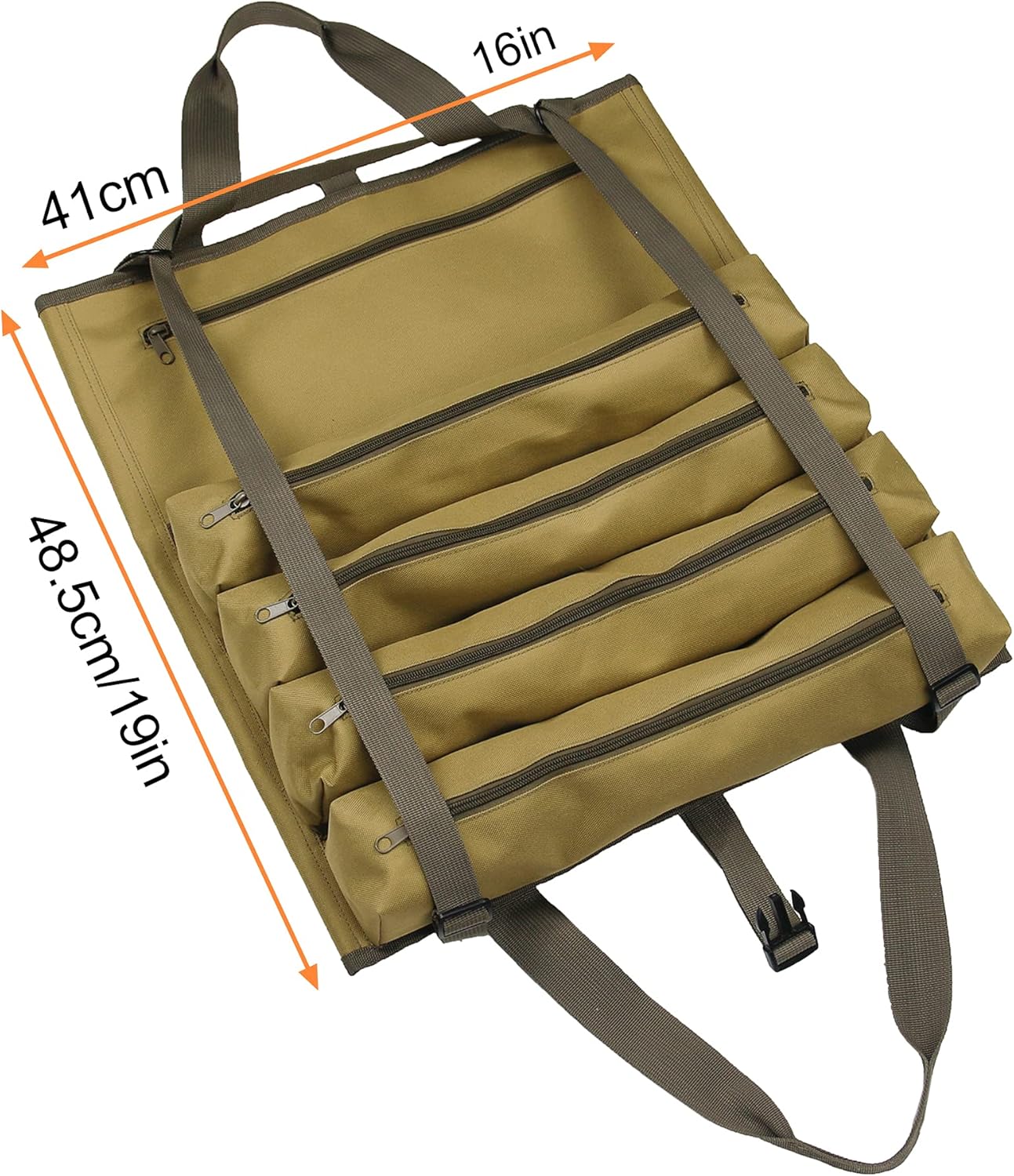 Hzeal Tool Roll Organizer Heavy Duty Tool Roll Up Bag, 600D Oxford Cloth Tool Organizer Bucket Wrench Roll Pouch Hanging Tool Zipper Carrier Tote Tools Storage Carrier with 24 Pockets (Black)