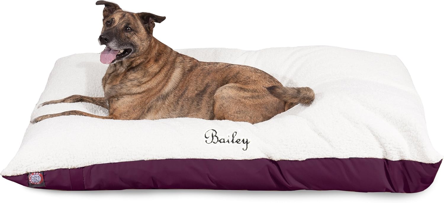 Soft Plush Personalized Pet Pillow Dog Bed Custom Embroidered - Removable Pet Bed Cover - Large Black