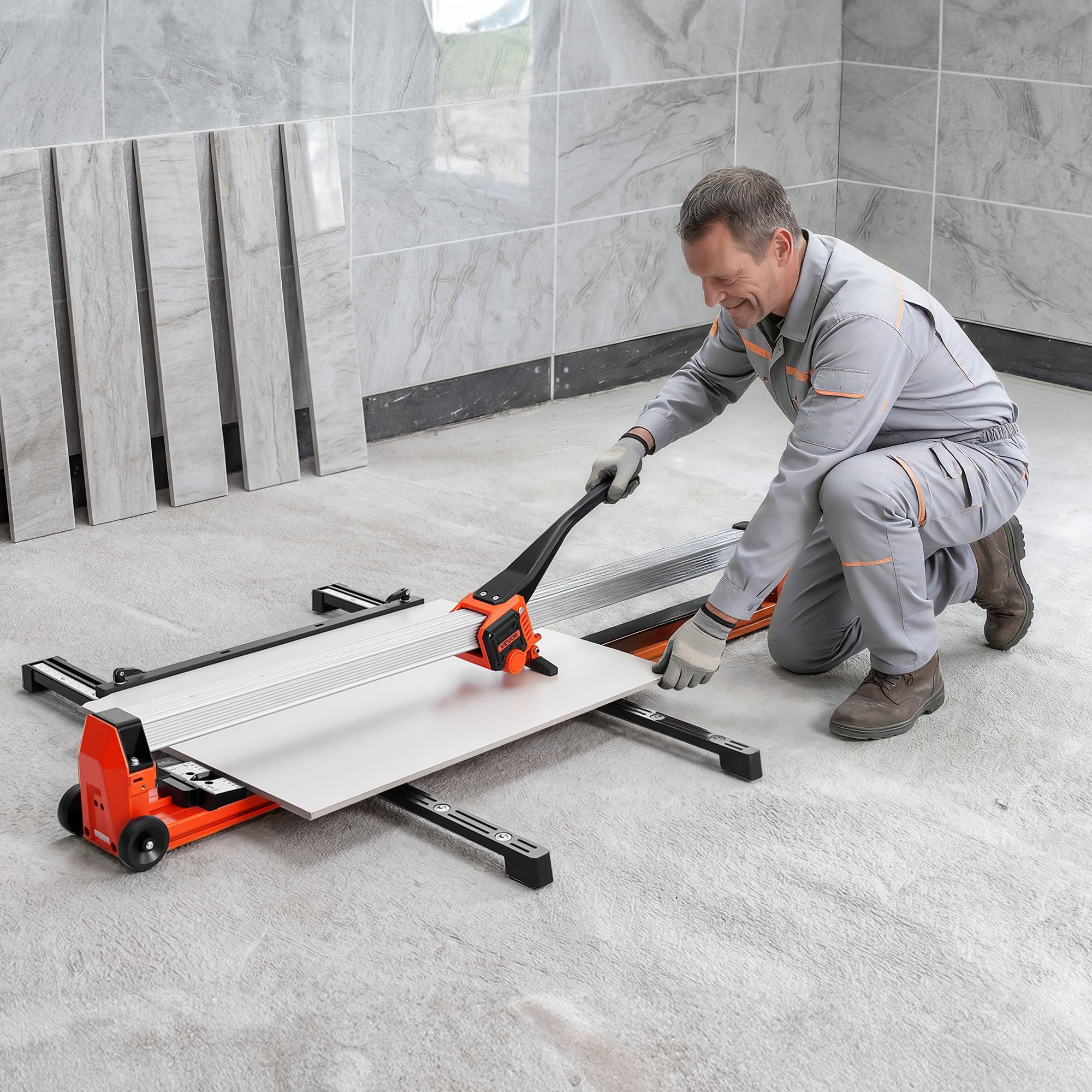 VEVOR Cortadora de Azulejos Manual 1200 mm, Capacidad de 50 kg, Corte Recto y Diagonal con Guía de Alineación, Riel de Aluminio, 2 Ruedas de Corte 8 y 22 mm para Baldosas Obras Pared Suelo Cerámica