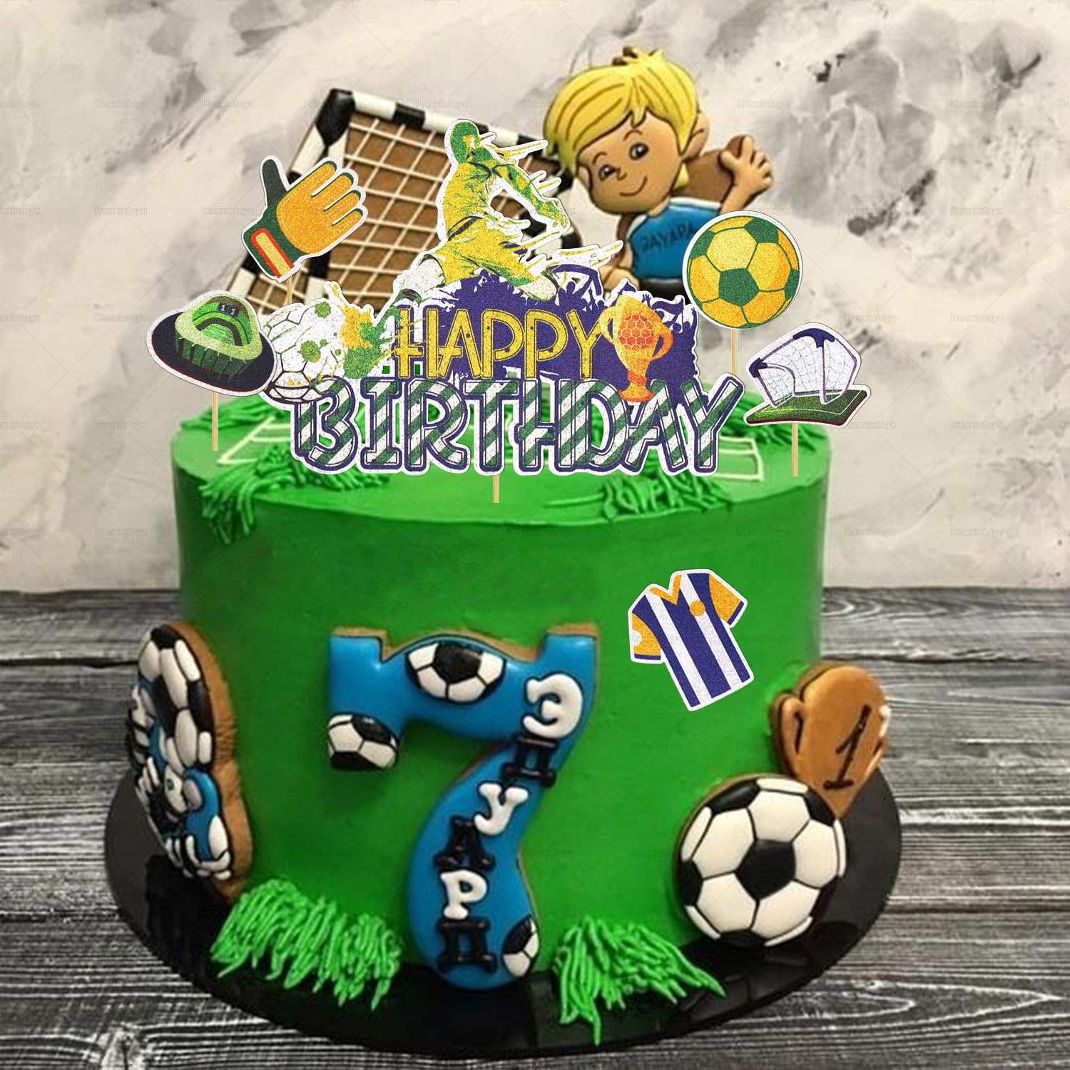 Topper Per Torta Compleanno 10 Anni Calcio: Decorazione A Tema Sport Con Scritta Happy 10th Birthday