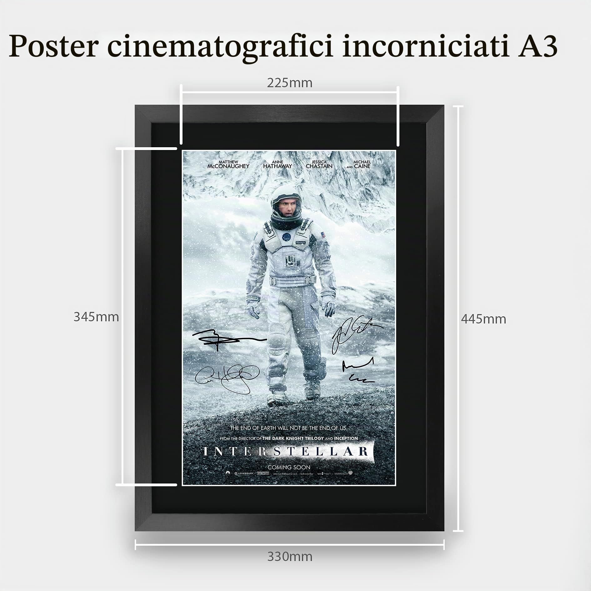 HWC Trading Interstellar Matthew McConaughey, Anne Hathaway Regali Stampati Autografo Firmato Immagine Per Gli Appassionati Di Memorabilia Di Film - A3 Incorniciato