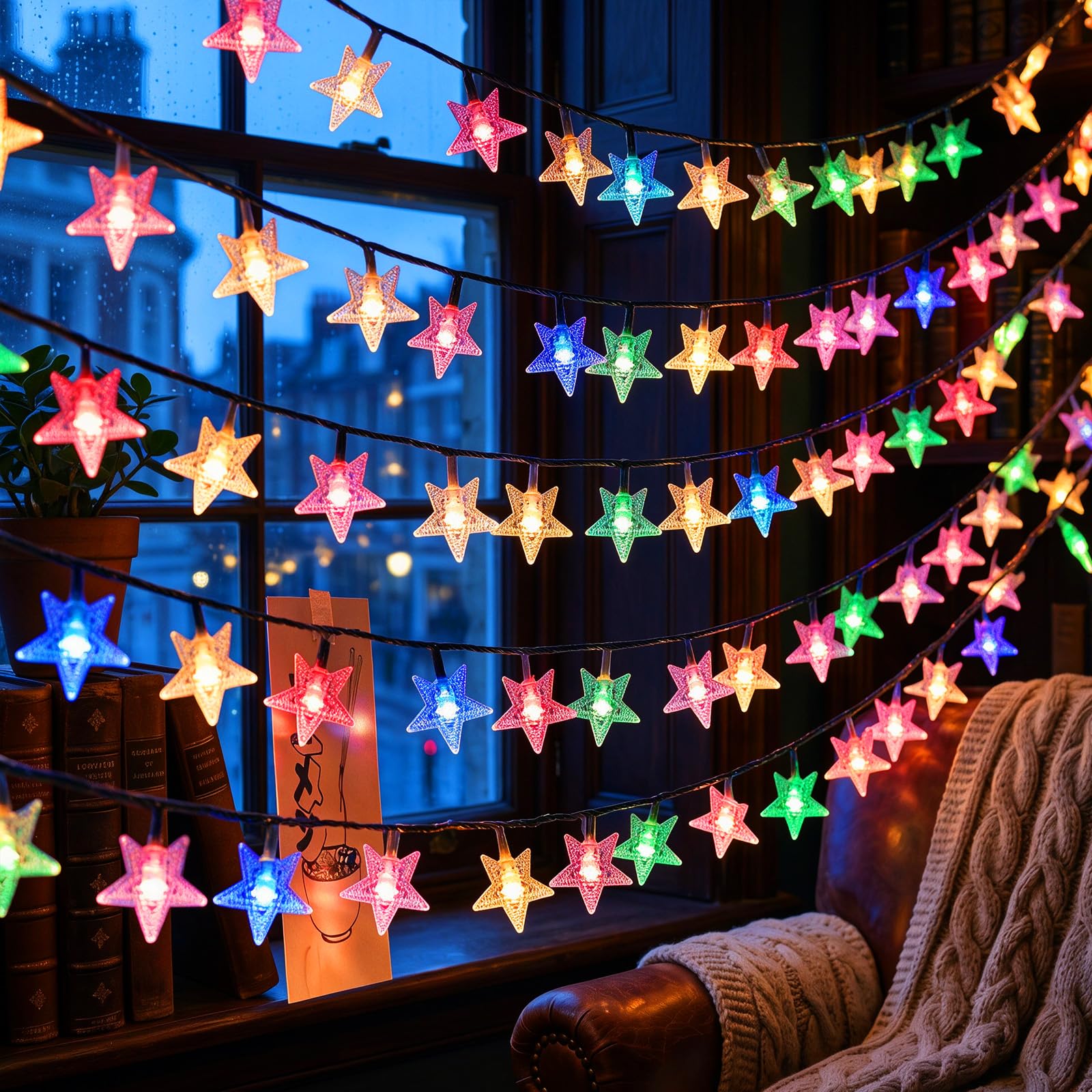 ANBET 2 Pack 6M Color Star Fairy String Lights, 40 LED Battery Operated Lights with Flash Modes (not Battery)