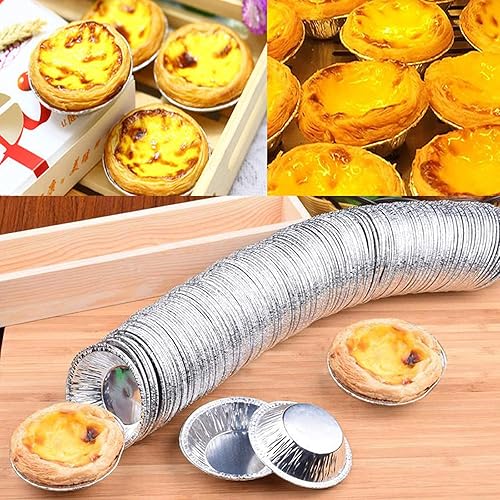 Miniatura 5 de U/D Paquete de 200 moldes de papel de aluminio para tartas, tartas para hornear, tazas de papel de aluminio y moldes desechables para tartas de