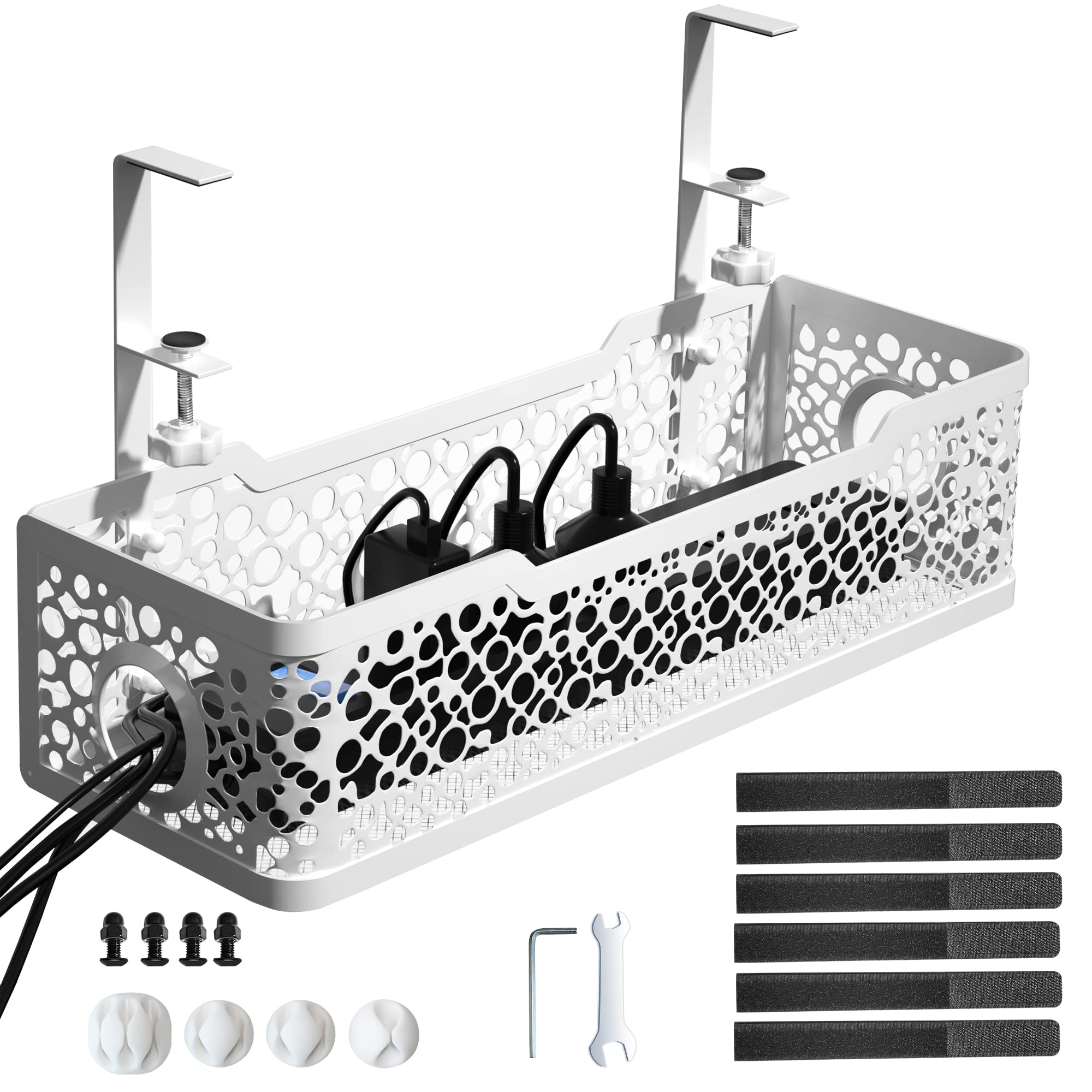 Under Desk Cable Management Tray No Drill, Cinati Upgraded Clamp Cable ...