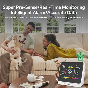 13 in 1 Portable Air Quality Monitor Indoor for Home, Car and Office Air Quality Tester for 6AQI,HCHO, PM2.5, PM1.0, PM10, CO2 Detector Air Quality Meter with Temperature, Humidity (Pearl White)