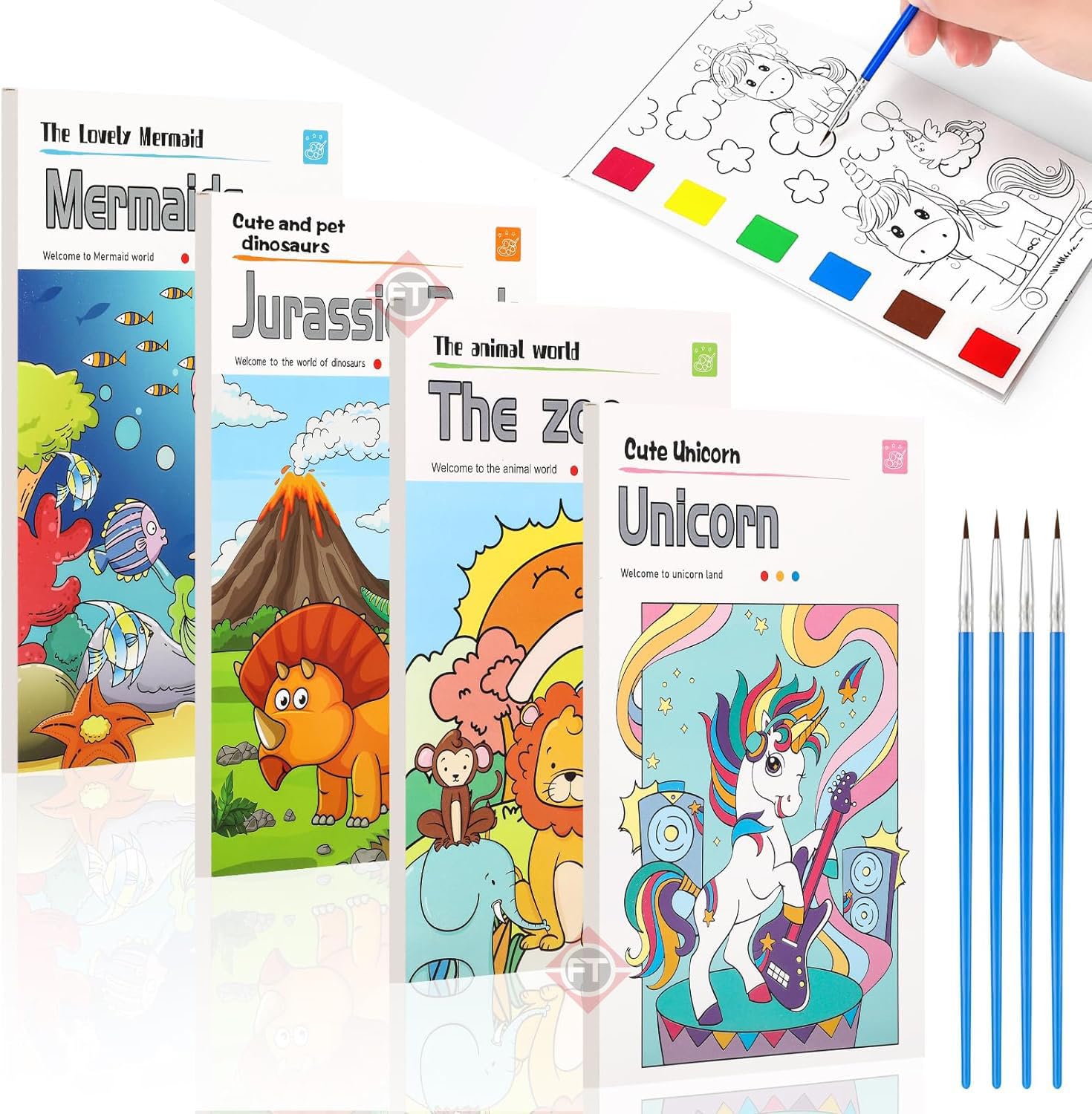 Firstly Pack of 4 Unicorn Mermaid Underwater Themed Watercolor Pocket Books with 4 Paint Brushes, Painting Fun for Children, 12 Sheet Each Watercolor Paint Book Gift for Kids Girls Boys (B0CR7VLVWK) Amazon Price History, Amazon Price Tracker