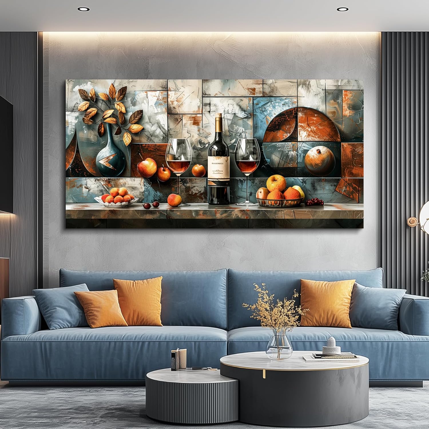 hyidecorart Large Wall Art For Kitchen Wall Decor For Living Room Dining Room Decorations Liquor Still Life Wine Glass Fruit Canvas Prints Painting Bar Pub Posters Modern Stretched Artwork Home Decor