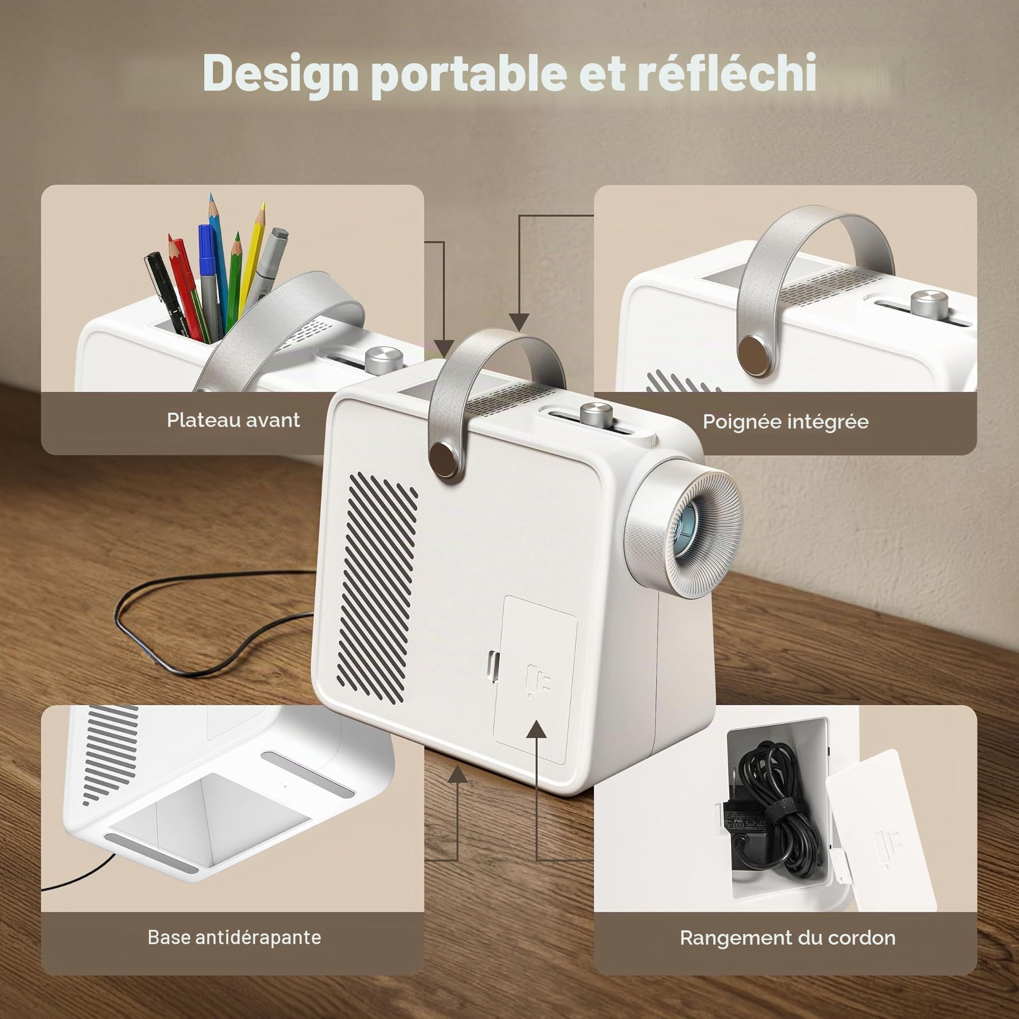 Caydo S1 Projecteur LED pour Dessin et Calque, Agrandit Les Images de 2,5X à 11X jusqu'à 80", Projecteur Portatif avec Poignée et Rangement pour Fresques Murales, Croquis, Peinture sur Toile