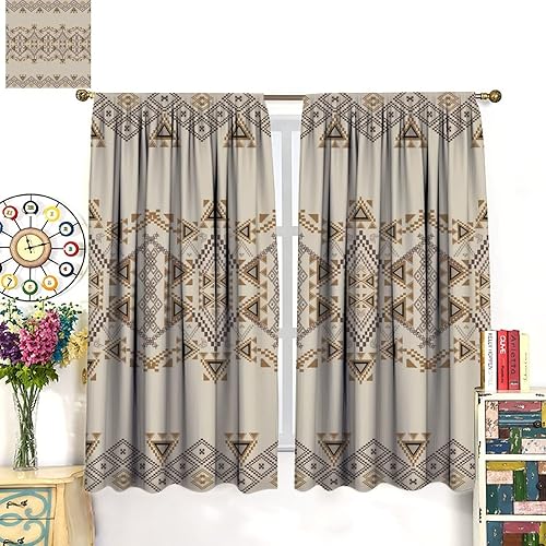 Miniatura 3 de JESTRONRY Cortinas con estampado azteca, patrón geométrico tribal, estilo bohemio, cortinas opacas para puerta de ventana, para dormitorio, sala de