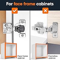 Vista 7 de DecoBasics Paquete de 4 bisagras de gabinete de cierre suave – Superposición de 1/2" para puertas de gabinetes de cocina, bisagras ocultas de cierre