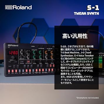 Roland Synthesizer S-1 Portable Poly Synth Step Sequencer AIRACOMPACT Tweak Synth Compact Size Composition/Easy/Live/Beatmaking