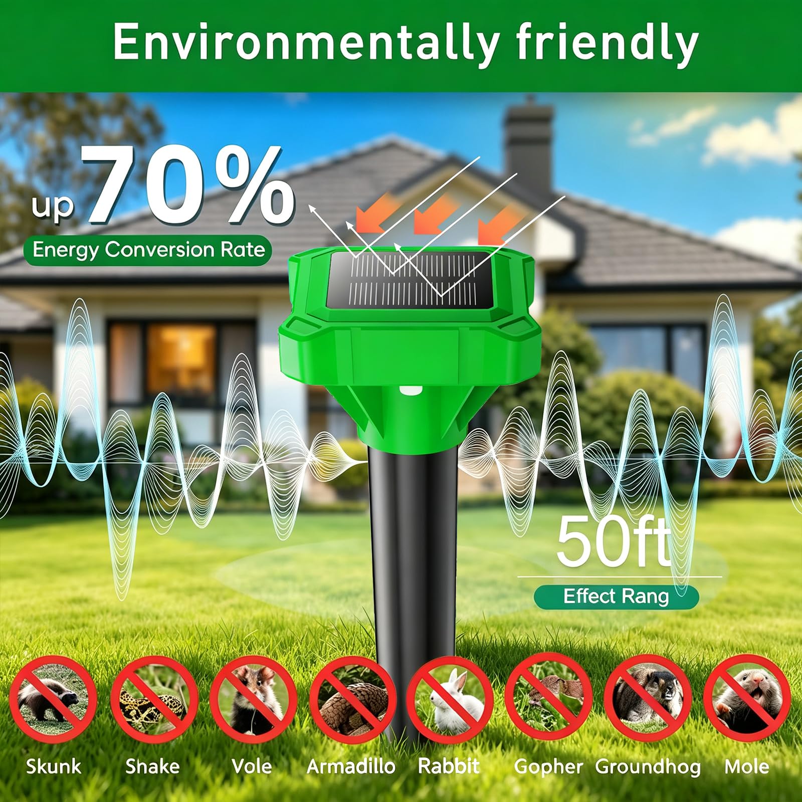 Maulwurf Vertreiber, Premium Solar Wühlmausschreck 4er Pack